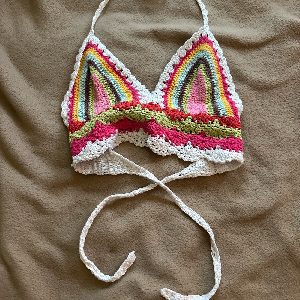 Colorful Crochet Halter Top
